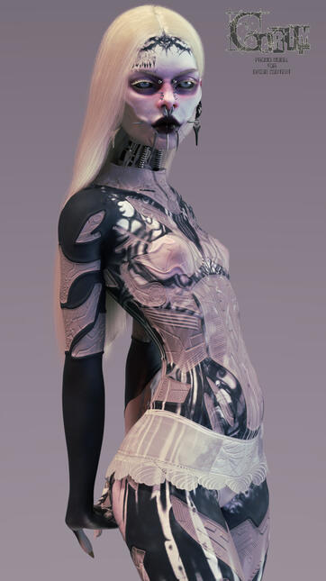 Inked Skin with Cybernetics